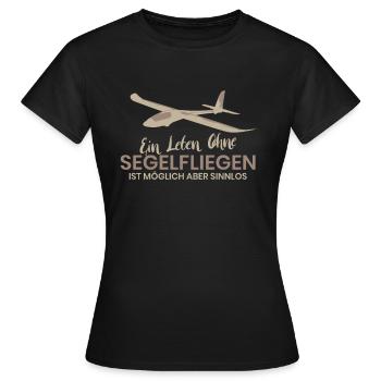 Segelfliegen Pilot Fliegen Flugplatz Segelflug - Frauen T-Shirt - Schwarz - Vorne - AI Model Female 172 dark (172cm)