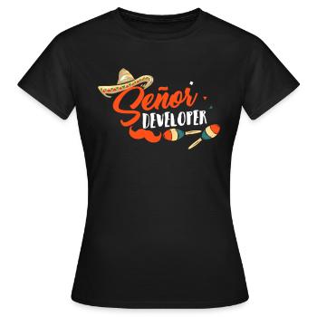 Programmer Senior Developer Programming - Women's T-Shirt - black - Front - AI Model Female 172 dark (172cm)
