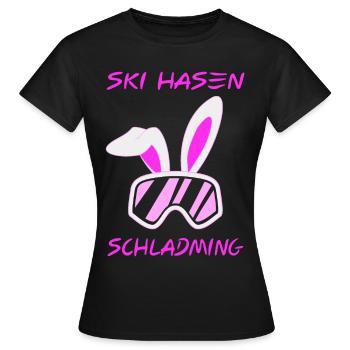 Skihasen Schladming - Frauen T-Shirt - Schwarz - Vorne - AI Model Female 172 dark (172cm)