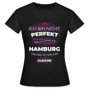 Hamburger - Nicht perfekt, aber aus Hamburg - Frauen T-Shirt - Schwarz - Vorne - AI Model Female 172 dark (172cm)