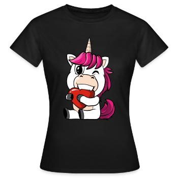 La licorne mord dans un cœur amoureux - T-shirt Femme - noir - Devant - AI Model Female 172 dark (172cm)