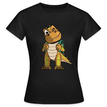 Dinosaurier Einschulung - 1. Schultag - Frauen T-Shirt - Schwarz - Vorne - AI Model Female 172 dark (172cm)
