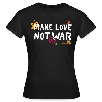 Woodstock Make Love Not War - T-shirt Femme - noir - Devant - AI Model Female 172 dark (172cm)