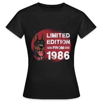 Né en 1986, édition limitée pour chien Bday - T-shirt Femme - noir - Devant - AI Model Female 172 dark (172cm)