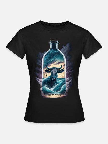 Kuh Flasche - Frauen T-Shirt - Schwarz