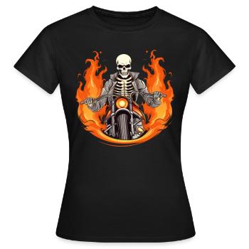 Flammes de squelette de moto - T-shirt Femme - noir - Devant - AI Model Female 172 dark (172cm)