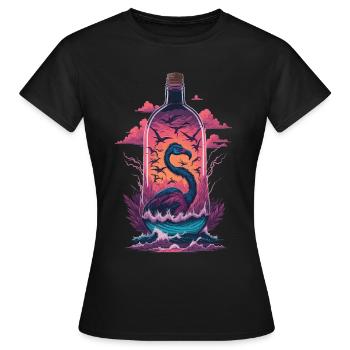 Flamingo Flasche - Frauen T-Shirt - Schwarz - Vorne - AI Model Female 172 dark (172cm)