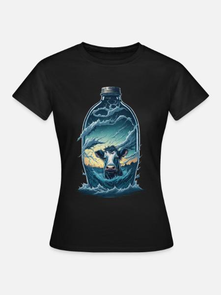 Kuh Flasche - Frauen T-Shirt - Schwarz