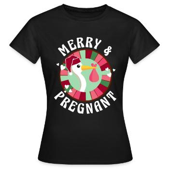 Baby Pregnancy Family Christmas Mom Dad - Women's T-Shirt - black - Front - AI Model Female 172 dark (172cm)