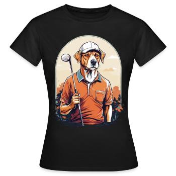 Hund Golfer Golfspieler Design Streetwear - Frauen T-Shirt - Schwarz - Vorne - AI Model Female 172 dark (172cm)