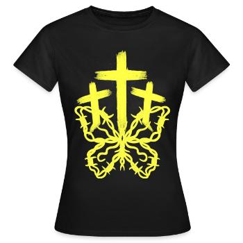 Crosses, Cross, Butterfly, Reincarnation, Jesus - Women's T-Shirt - black - Front - AI Model Female 172 dark (172cm)