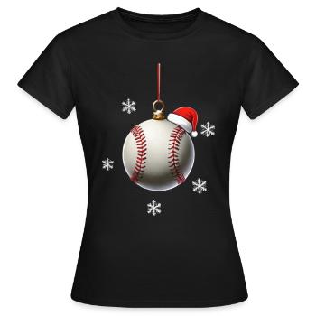 FROHE WEIHNACHTEN BASEBALL - Frauen T-Shirt - Schwarz - Vorne - AI Model Female 172 dark (172cm)