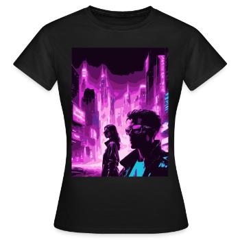 2reborn CyberCity Cybercrime Cyberlove 4 - Frauen T-Shirt - Schwarz - Vorne - AI Model Female 172 dark (172cm)