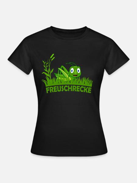 Freuschrecke Grille Grashüpfer jubel freu süß - Frauen T-Shirt - Schwarz