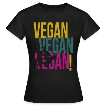 Vegan Veganer Veganerin Retro - Frauen T-Shirt - Schwarz - Vorne - AI Model Female 172 dark (172cm)