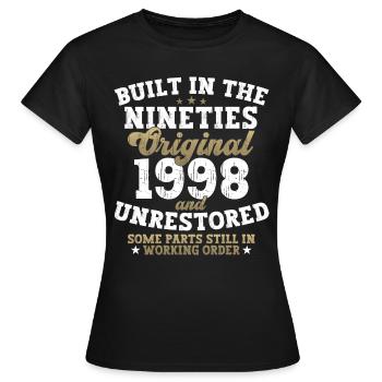 Construit dans les années quatre-vingt-dix 1998 27th Birthday Men - T-shirt Femme - noir - Devant - AI Model Female 172 dark (172cm)