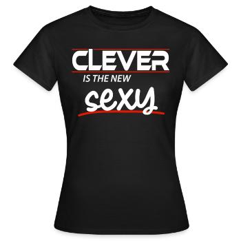 CLEVER is the new SEXY - Women's T-Shirt - black - Front - AI Model Female 172 dark (172cm)