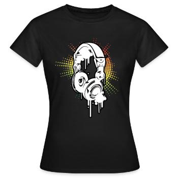 Casque de Musique DJ Equalizer aux Couleurs Reggae - T-shirt Femme - noir - Devant - AI Model Female 172 dark (172cm)