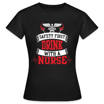 Infirmière Infirmière Infirmière - T-shirt Femme - noir - Devant - AI Model Female 172 dark (172cm)