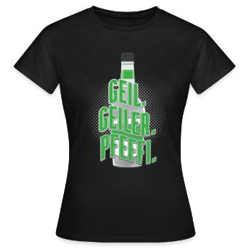 Pfeffi Crew Peppermint Schnapps Liqueur Schnapps - Women's T-Shirt - black - Front - AI Model Female 172 dark (172cm)