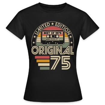Jahrgang 1975 geboren Vintage Geburtstag Retro - Frauen T-Shirt - Schwarz - Vorne - AI Model Female 172 dark (172cm)