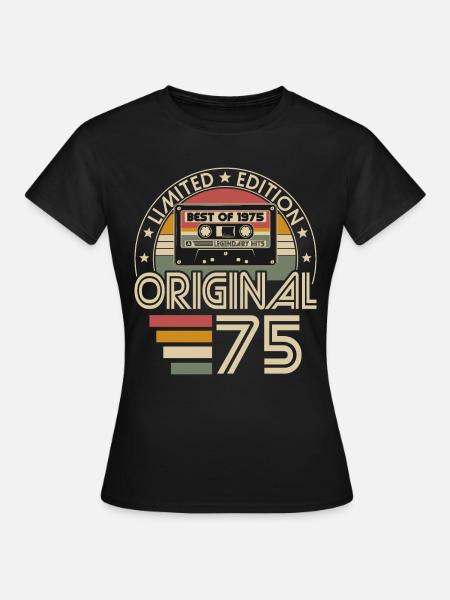Jahrgang 1975 geboren Vintage Geburtstag Retro - Frauen T-Shirt - Schwarz