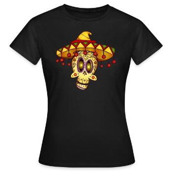 Day of the Dead Mexico skull La Catrina gift - Women's T-Shirt - black - Front - AI Model Female 172 dark (172cm)