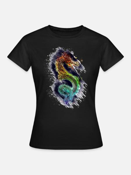 Drache Dragon - Frauen T-Shirt - Schwarz