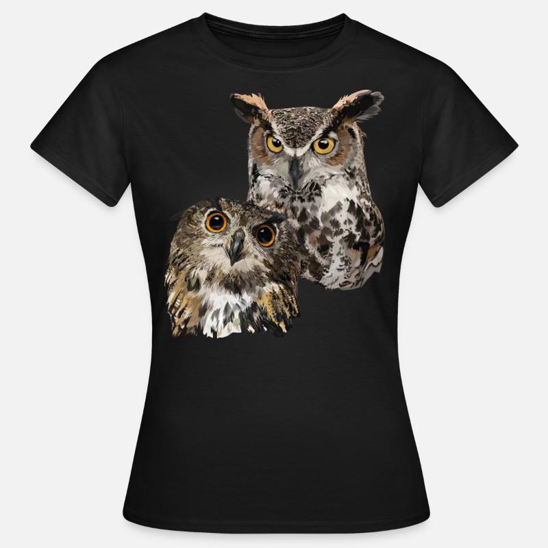 Eulen - Frauen T-Shirt - Schwarz