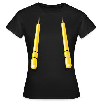 Gelber Nunchakus - am Hals - Frauen T-Shirt - Schwarz - Vorne - AI Model Female 172 dark (172cm)