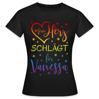 Mon cœur bat pour Vanessa - T-shirt Femme - noir - Devant - AI Model Female 172 dark (172cm)