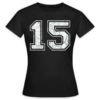 15 in white in the used look - Women's T-Shirt - black - Front - AI Model Female 172 dark (172cm)