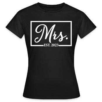 Mme Est. 2023 Fiançailles Mariage Douche nuptiale - T-shirt Femme - noir - Devant - AI Model Female 172 dark (172cm)