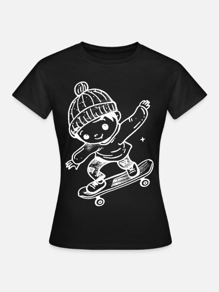 Skateboard Kind Comic - Frauen T-Shirt - Schwarz