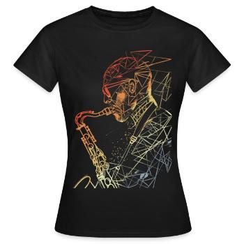 Saxophonist Retro - Frauen T-Shirt - Schwarz - Vorne - AI Model Female 172 dark (172cm)