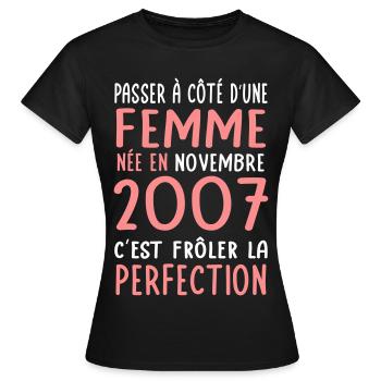 18th birthday - born in November 2007 - Women's T-Shirt - black - Front - AI Model Female 172 dark (172cm)