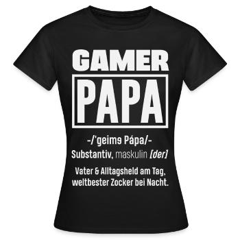 Gamer Papa Definition Lustiger Zocker Vater - Frauen T-Shirt - Schwarz - Vorne - AI Model Female 172 dark (172cm)