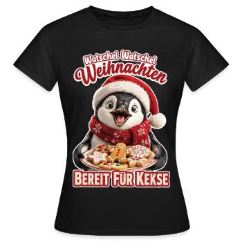 Watschel Watschel Weihnachten Pinguin - Frauen T-Shirt - Schwarz - Vorne - AI Model Female 172 dark (172cm)