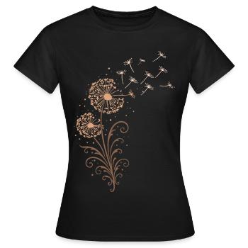 Pissenlit – Motif floral de la nature Pissenlit - T-shirt Femme - noir - Devant - AI Model Female 172 dark (172cm)