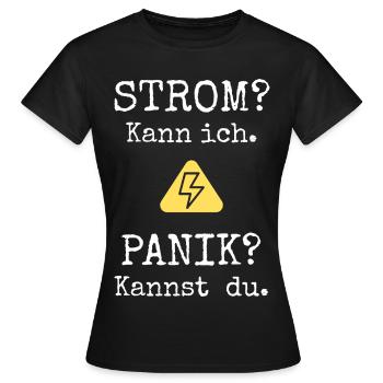 Elektriker Shirt | Strom? Kann ich. - Frauen T-Shirt - Schwarz - Vorne - AI Model Female 172 dark (172cm)