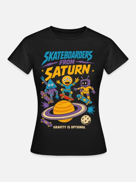 Skateboarder vom Saturn - Frauen T-Shirt - Schwarz