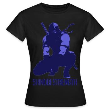 Shinobi Strength Blue Ninja Gym Shirt – Discipline - T-shirt Femme - noir - Devant - AI Model Female 172 dark (172cm)