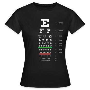 Snellen Eye Chart - Women's T-Shirt - black - Front - AI Model Female 172 dark (172cm)