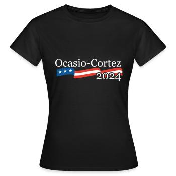 Alexandria Ocasio Cortez 2024 - Frauen T-Shirt - Schwarz - Vorne - AI Model Female 172 dark (172cm)