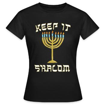 Keep is Shalom Chanukka Menora - Frauen T-Shirt - Schwarz - Vorne - AI Model Female 172 dark (172cm)