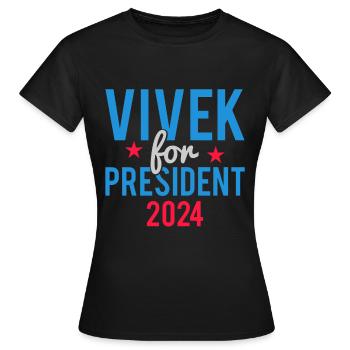 Vivek Ramaswamy for President 2024 - Women's T-Shirt - black - Front - AI Model Female 172 dark (172cm)