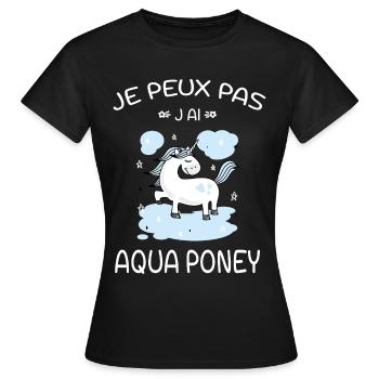 Je Peux Pas J'ai Aqua Poney - T-shirt Femme - noir - Devant - AI Model Female 172 dark (172cm)