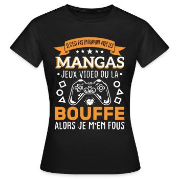 Mangas Jeux Video Bouffe Cadeau Humour - T-shirt Femme - noir - Devant - AI Model Female 172 dark (172cm)
