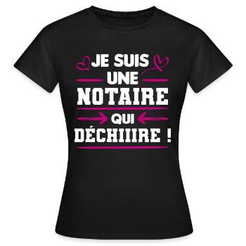 notaire qui déchire | cadeau marrant notaire - T-shirt Femme - noir - Devant - AI Model Female 172 dark (172cm)