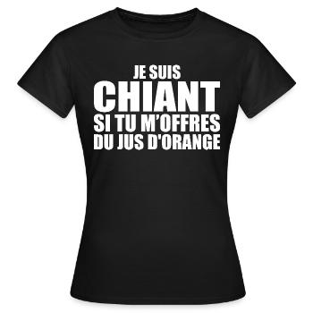 Homme qui adore Jus d'orange. Design Drôle Humour - T-shirt Femme - noir - Devant - AI Model Female 172 dark (172cm)